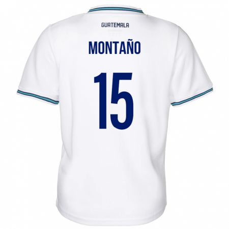 Kandiny Enfant Maillot Guatemala Figo Montaño #15 Blanc Tenues Domicile 24-26 T-Shirt