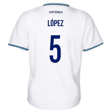 Kandiny Enfant Maillot Guatemala Jeffery López #5 Blanc Tenues Domicile 24-26 T-Shirt