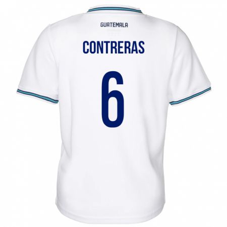 Kandiny Enfant Maillot Guatemala María Contreras #6 Blanc Tenues Domicile 24-26 T-Shirt