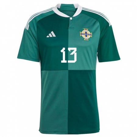 Kandiny Enfant Maillot Irlande Du Nord Kelsie Burrows #13 Vert Tenues Domicile 24-26 T-Shirt