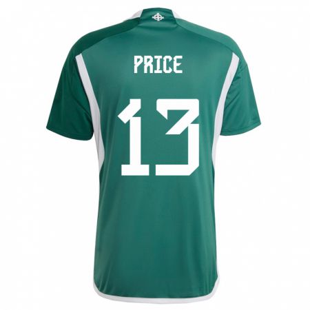 Kandiny Enfant Maillot Irlande Du Nord Isaac Price #13 Vert Tenues Domicile 24-26 T-Shirt