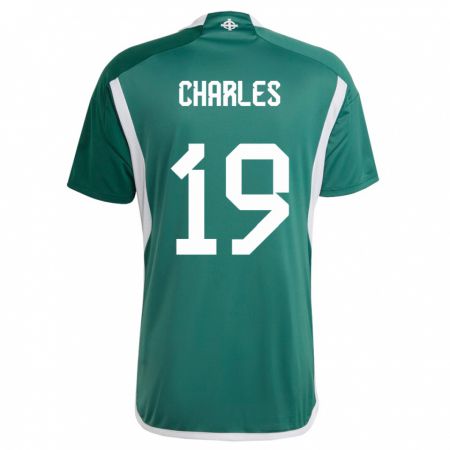 Kandiny Enfant Maillot Irlande Du Nord Shea Charles #19 Vert Tenues Domicile 24-26 T-Shirt