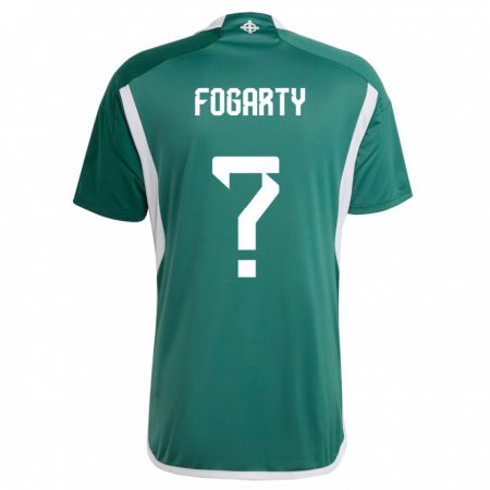 Kandiny Enfant Maillot Irlande Du Nord Tom Fogarty #0 Vert Tenues Domicile 24-26 T-Shirt