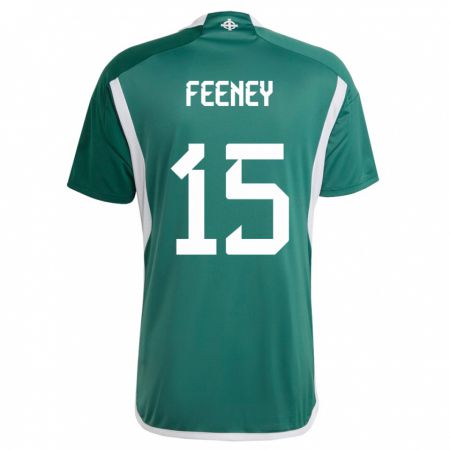 Kandiny Enfant Maillot Irlande Du Nord George Feeney #15 Vert Tenues Domicile 24-26 T-Shirt