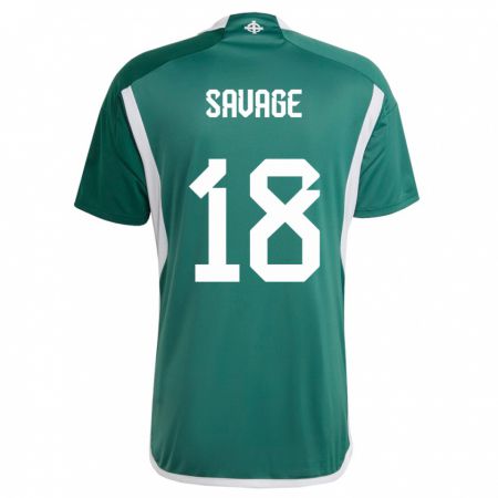 Kandiny Enfant Maillot Irlande Du Nord Troy Savage #18 Vert Tenues Domicile 24-26 T-Shirt