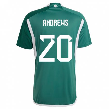 Kandiny Enfant Maillot Irlande Du Nord Joely Andrews #20 Vert Tenues Domicile 24-26 T-Shirt