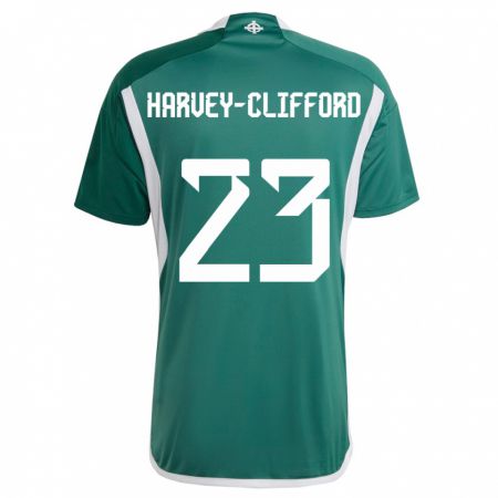 Kandiny Enfant Maillot Irlande Du Nord Maddy Harvey-Clifford #23 Vert Tenues Domicile 24-26 T-Shirt