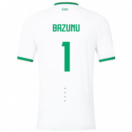 Kandiny Enfant Maillot Irlande Gavin Bazunu #1 Blanc Tenues Extérieur 24-26 T-Shirt