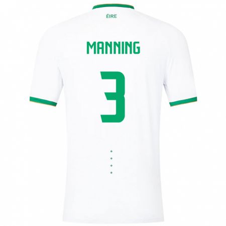 Kandiny Enfant Maillot Irlande Ryan Manning #3 Blanc Tenues Extérieur 24-26 T-Shirt