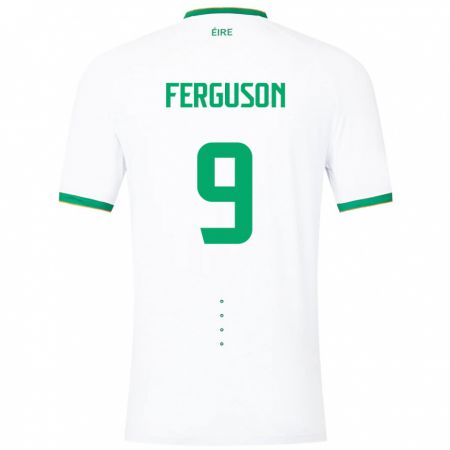 Kandiny Enfant Maillot Irlande Evan Ferguson #9 Blanc Tenues Extérieur 24-26 T-Shirt