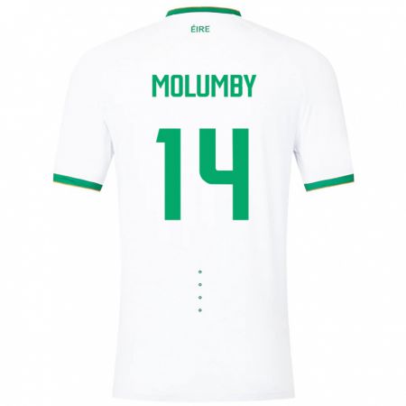 Kandiny Enfant Maillot Irlande Jayson Molumby #14 Blanc Tenues Extérieur 24-26 T-Shirt