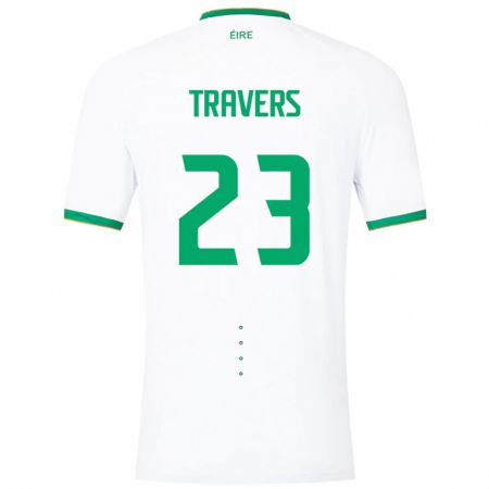 Kandiny Enfant Maillot Irlande Mark Travers #23 Blanc Tenues Extérieur 24-26 T-Shirt