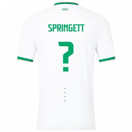 Kandiny Enfant Maillot Irlande Tony Springett #0 Blanc Tenues Extérieur 24-26 T-Shirt