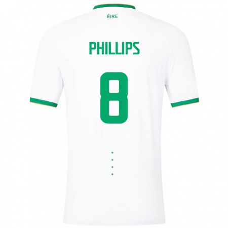 Kandiny Enfant Maillot Irlande Killian Phillips #8 Blanc Tenues Extérieur 24-26 T-Shirt