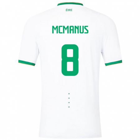 Kandiny Enfant Maillot Irlande James Mcmanus #8 Blanc Tenues Extérieur 24-26 T-Shirt