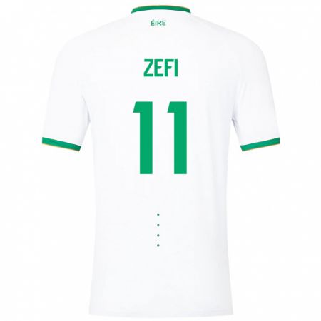 Kandiny Enfant Maillot Irlande Kevin Zefi #11 Blanc Tenues Extérieur 24-26 T-Shirt