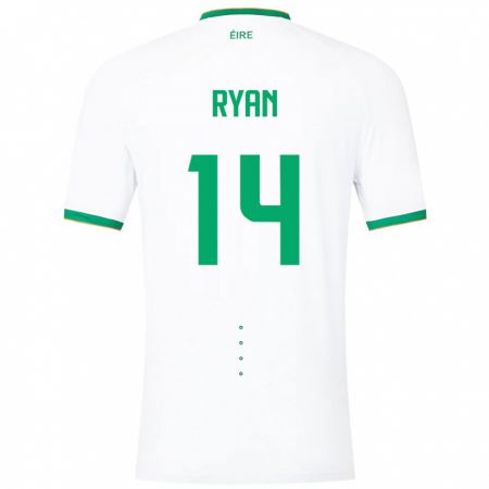 Kandiny Enfant Maillot Irlande John Ryan #14 Blanc Tenues Extérieur 24-26 T-Shirt