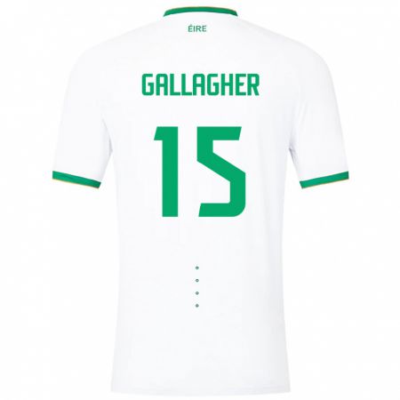 Kandiny Enfant Maillot Irlande Oisín Gallagher #15 Blanc Tenues Extérieur 24-26 T-Shirt