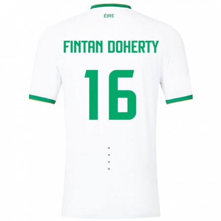 Kandiny Enfant Maillot Irlande Fintan Doherty #16 Blanc Tenues Extérieur 24-26 T-Shirt