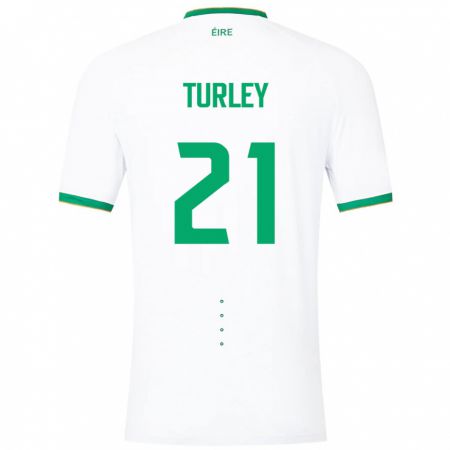 Kandiny Enfant Maillot Irlande Freddie Turley #21 Blanc Tenues Extérieur 24-26 T-Shirt