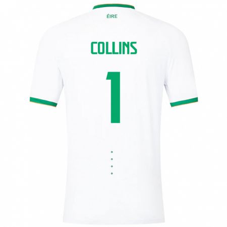 Kandiny Enfant Maillot Irlande Joe Collins #1 Blanc Tenues Extérieur 24-26 T-Shirt