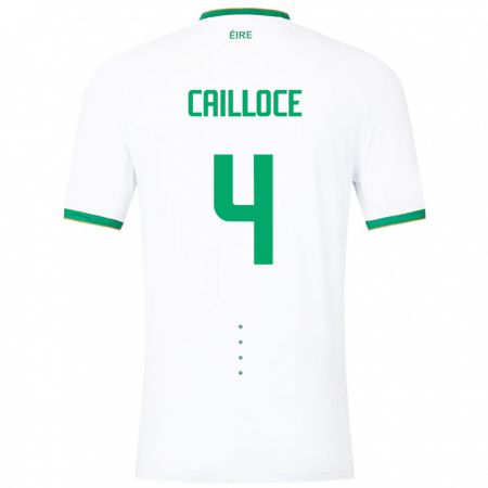 Kandiny Enfant Maillot Irlande Luca Cailloce #4 Blanc Tenues Extérieur 24-26 T-Shirt