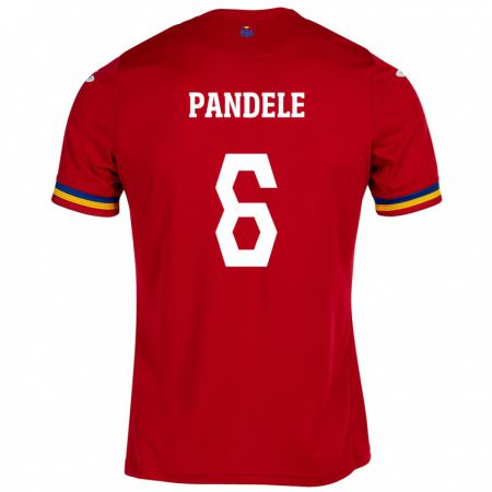 Kandiny Enfant Maillot Roumanie Andrei Pandele #6 Rouge Tenues Extérieur 24-26 T-Shirt