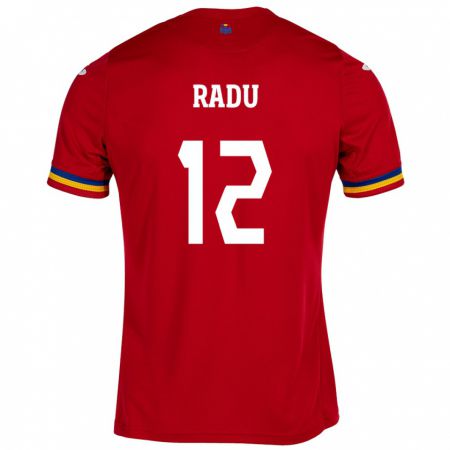 Kandiny Enfant Maillot Roumanie Riccardo Radu #12 Rouge Tenues Extérieur 24-26 T-Shirt