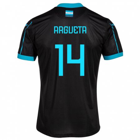 Kandiny Enfant Maillot Honduras Carlos Argueta #14 Noir Tenues Extérieur 24-26 T-Shirt