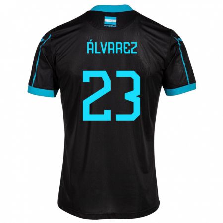 Kandiny Enfant Maillot Honduras Jorge Álvarez #23 Noir Tenues Extérieur 24-26 T-Shirt