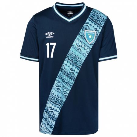 Kandiny Enfant Maillot Guatemala Óscar Castellanos #17 Bleu Tenues Extérieur 24-26 T-Shirt