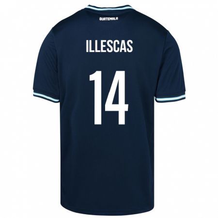 Kandiny Enfant Maillot Guatemala Kevin Illescas #14 Bleu Tenues Extérieur 24-26 T-Shirt