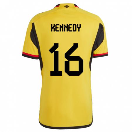 Kandiny Enfant Maillot Irlande Du Nord Matty Kennedy #16 Blanc Tenues Extérieur 24-26 T-Shirt