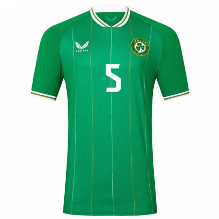 Kandiny Homme Maillot Irlande Niamh Fahey #5 Vert Tenues Domicile 24-26 T-Shirt