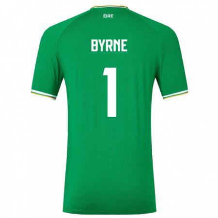 Kandiny Homme Maillot Irlande Reece Byrne #1 Vert Tenues Domicile 24-26 T-Shirt