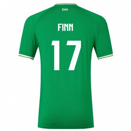 Kandiny Homme Maillot Irlande Jamie Finn #17 Vert Tenues Domicile 24-26 T-Shirt