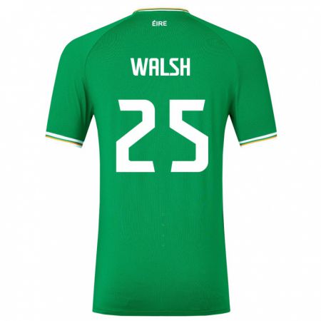 Kandiny Homme Maillot Irlande Megan Walsh #25 Vert Tenues Domicile 24-26 T-Shirt