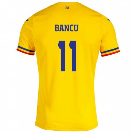 Kandiny Homme Maillot Roumanie Nicuşor Bancu #11 Jaune Tenues Domicile 24-26 T-Shirt