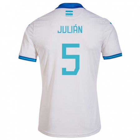 Kandiny Homme Maillot Honduras Julián Martínez #5 Blanc Tenues Domicile 24-26 T-Shirt