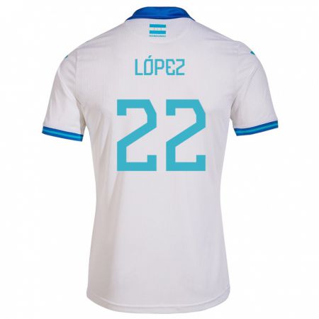 Kandiny Homme Maillot Honduras Luis López #22 Blanc Tenues Domicile 24-26 T-Shirt