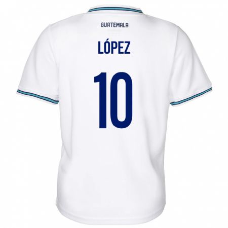 Kandiny Homme Maillot Guatemala Antonio López #10 Blanc Tenues Domicile 24-26 T-Shirt