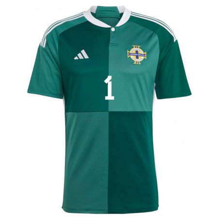 Kandiny Homme Maillot Irlande Du Nord Josh Clarke #1 Vert Tenues Domicile 24-26 T-Shirt