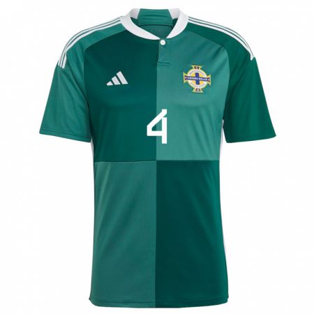 Kandiny Homme Maillot Irlande Du Nord Caolan Boyd-Munce #4 Vert Tenues Domicile 24-26 T-Shirt