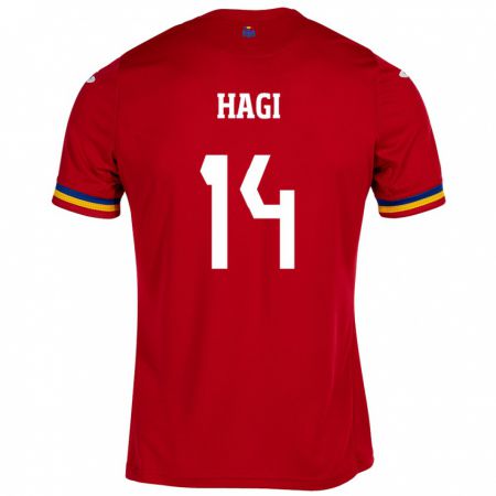 Kandiny Homme Maillot Roumanie Ianis Hagi #14 Rouge Tenues Extérieur 24-26 T-Shirt