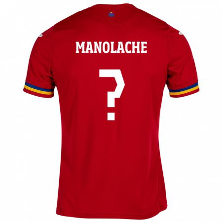 Kandiny Homme Maillot Roumanie Luca Manolache #0 Rouge Tenues Extérieur 24-26 T-Shirt