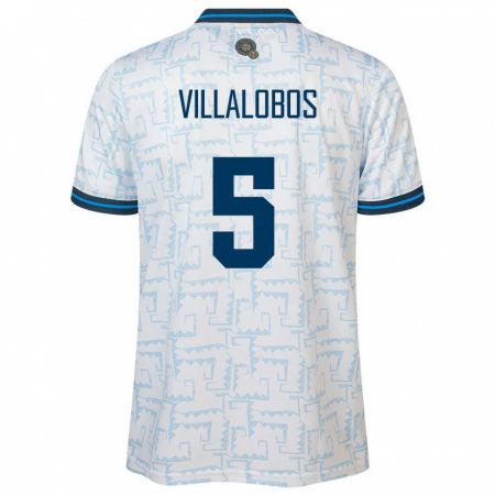 Kandiny Homme Maillot Salvador Kristian Villalobos #5 Blanc Tenues Extérieur 24-26 T-Shirt