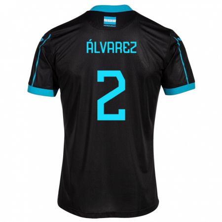 Kandiny Homme Maillot Honduras Kevin Álvarez #2 Noir Tenues Extérieur 24-26 T-Shirt