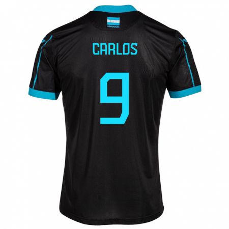 Kandiny Homme Maillot Honduras Carlos Mejía #9 Noir Tenues Extérieur 24-26 T-Shirt