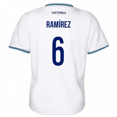 Kandiny Femme Maillot Guatemala Kevin Ramírez #6 Blanc Tenues Domicile 24-26 T-Shirt