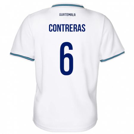Kandiny Femme Maillot Guatemala María Contreras #6 Blanc Tenues Domicile 24-26 T-Shirt